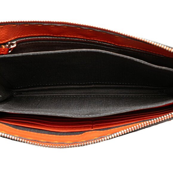 FENDI Orange Leather Clutch Bag - Picture 6 of 10
